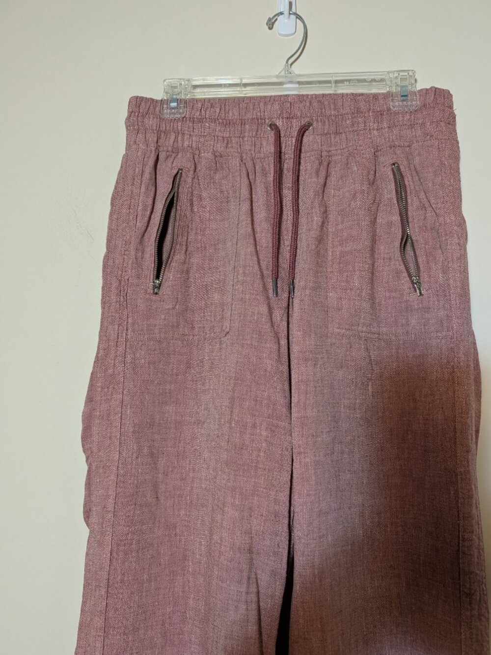 Athleta Cabo 00% Linen Pull on Wide Leg Pants Sz 8 Mauve Pink - Picture 5 of 6